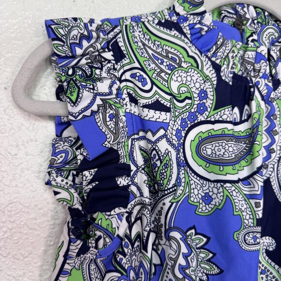 Jude Connally Top Women XS Paisley Mylie Ruffle Mock Neck Made Floral Office NEW - Picture 5 of 11